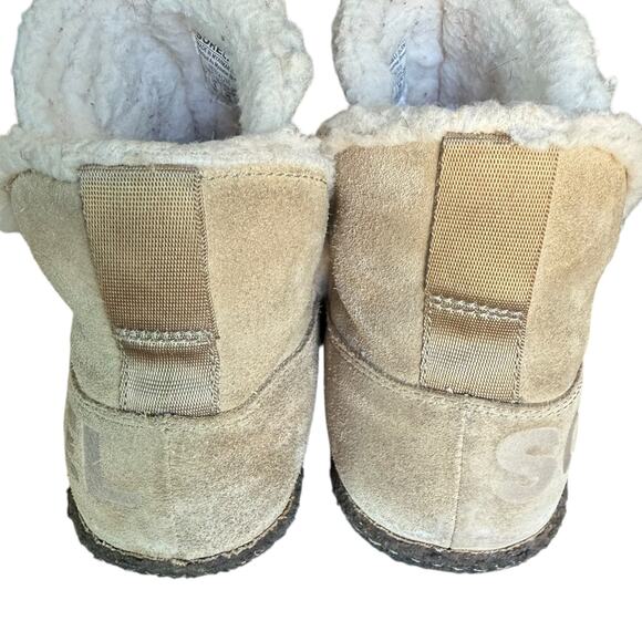 Sorel Women's Nakiska British Tan Suede Sherpa Lined Bootie Slipper - Size 8 - Picture 6 of 11
